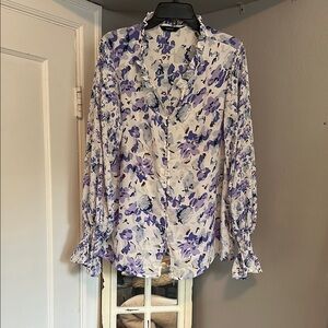 Floral Purple and White Women's Top